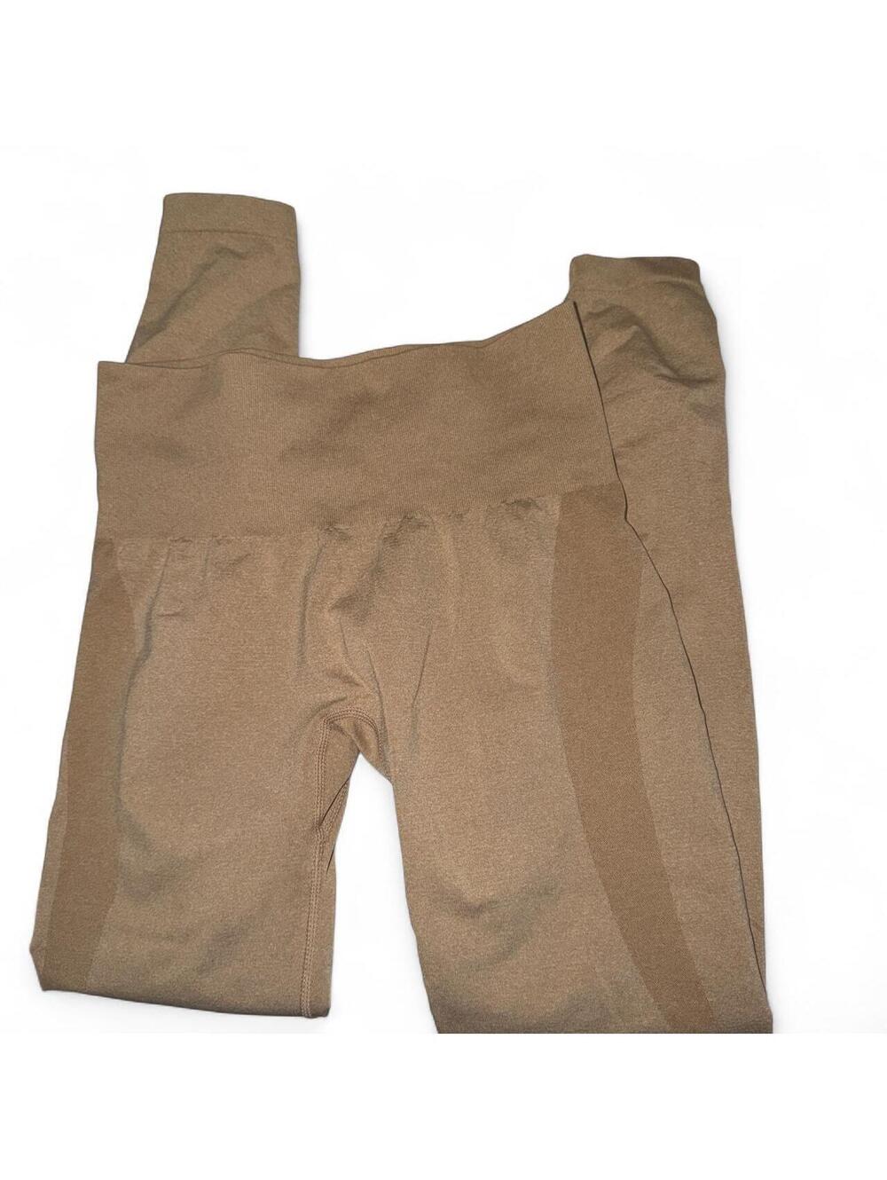 Tan high-waisted leggings